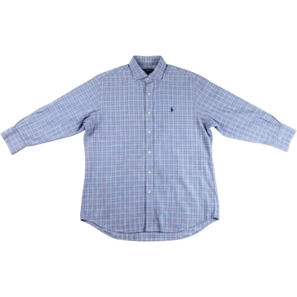 Polo Ralph Lauren Shirt Men size XL TG Pink Blue Green Button Plaid Classic Fit